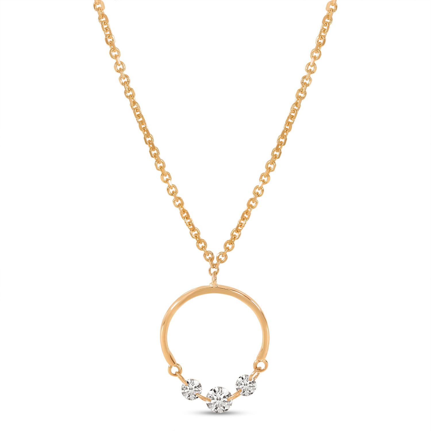 14K Rose Gold Dashing Diamond Half Circle Necklace