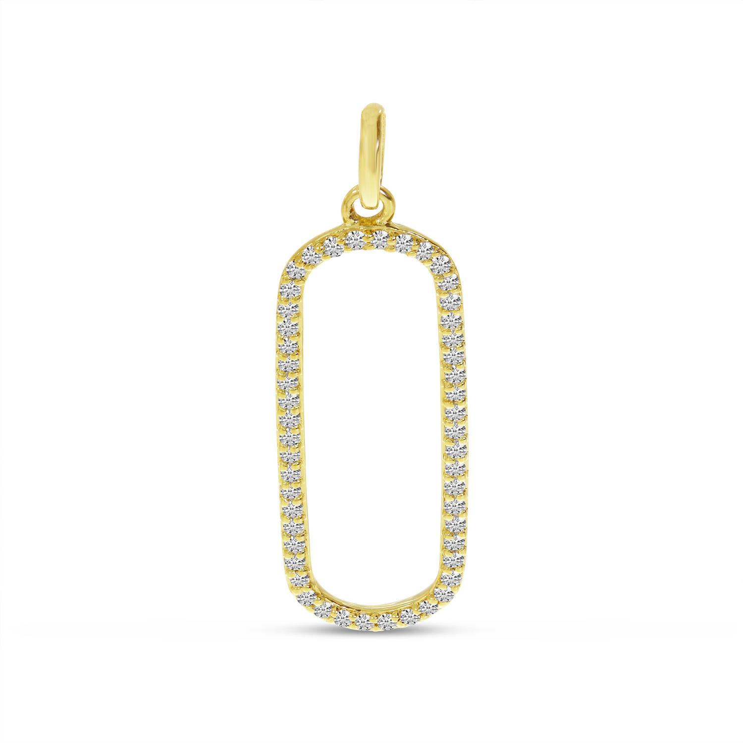 14K Yellow Gold Diamond Paperclip Pendant