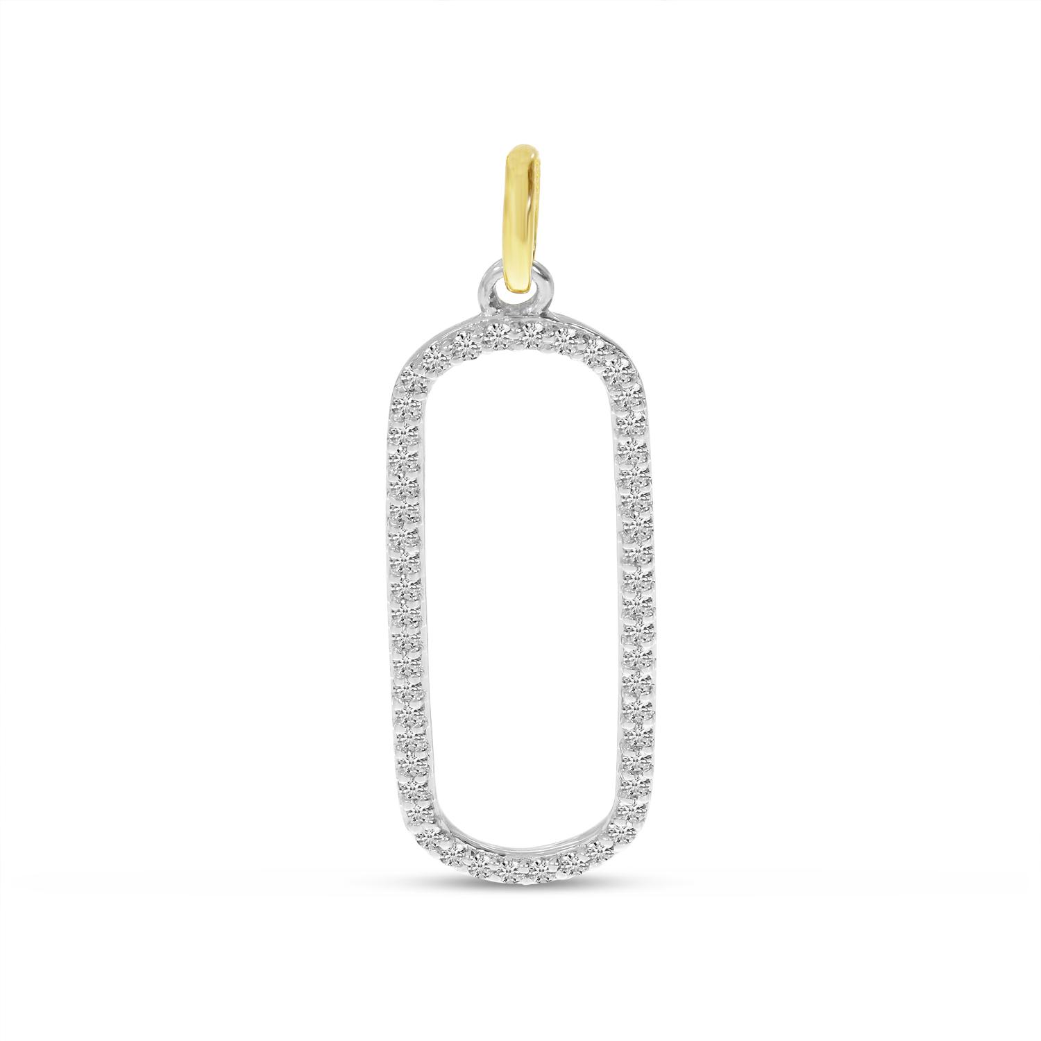 14K Two Tone Yellow and White Gold Diamond Paperclip Pendant