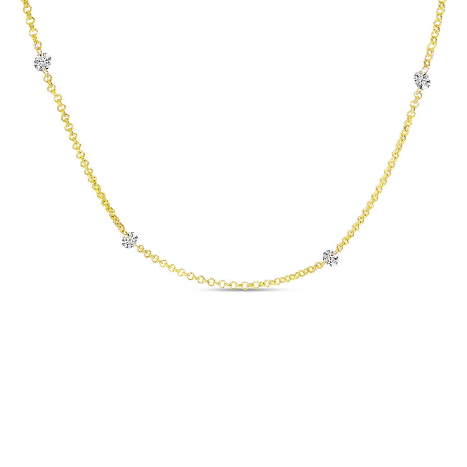 14K Yellow Gold Double-Drilled Diamond By The Yard Necklace