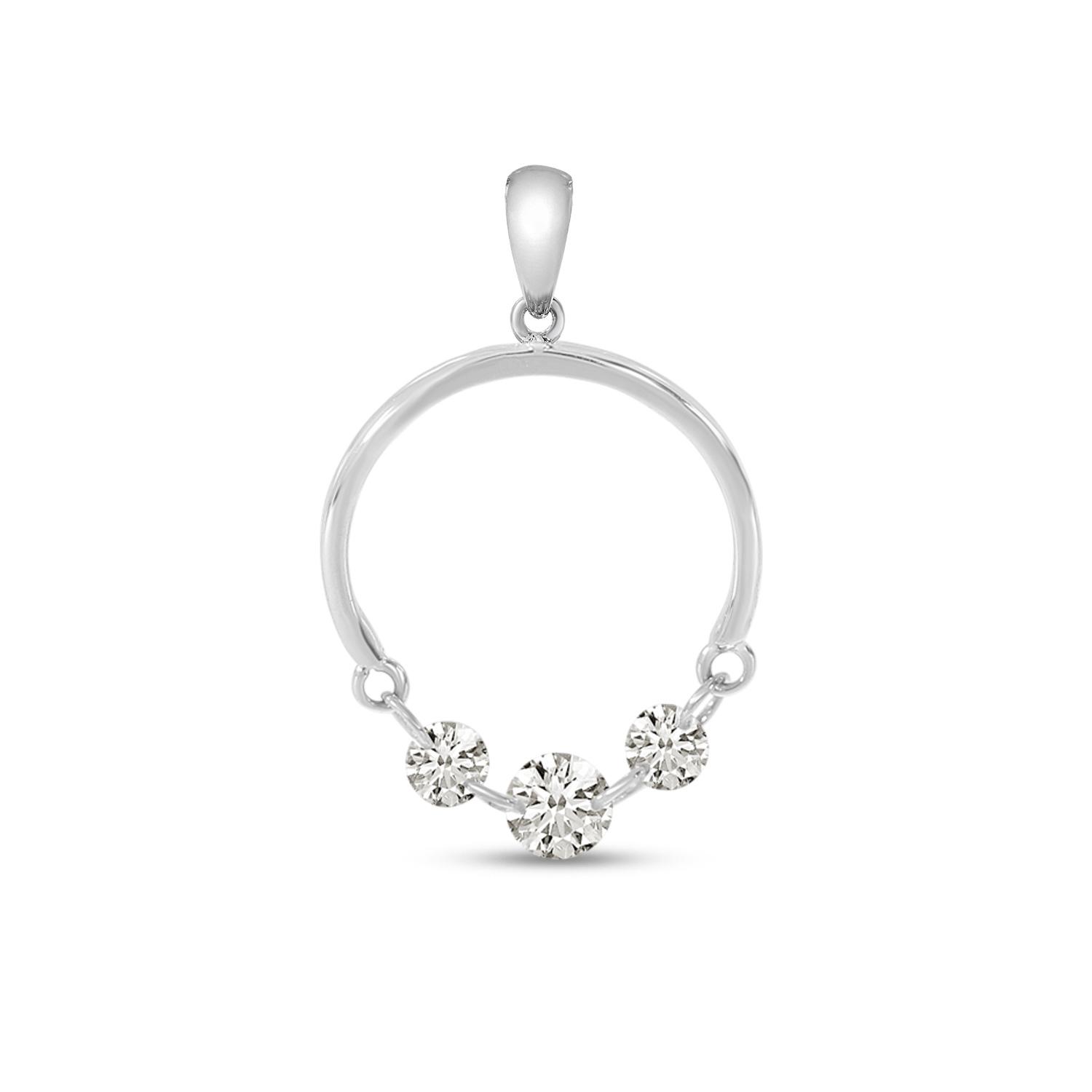 14K White Gold Dashing Diamond Half Circle Pendant