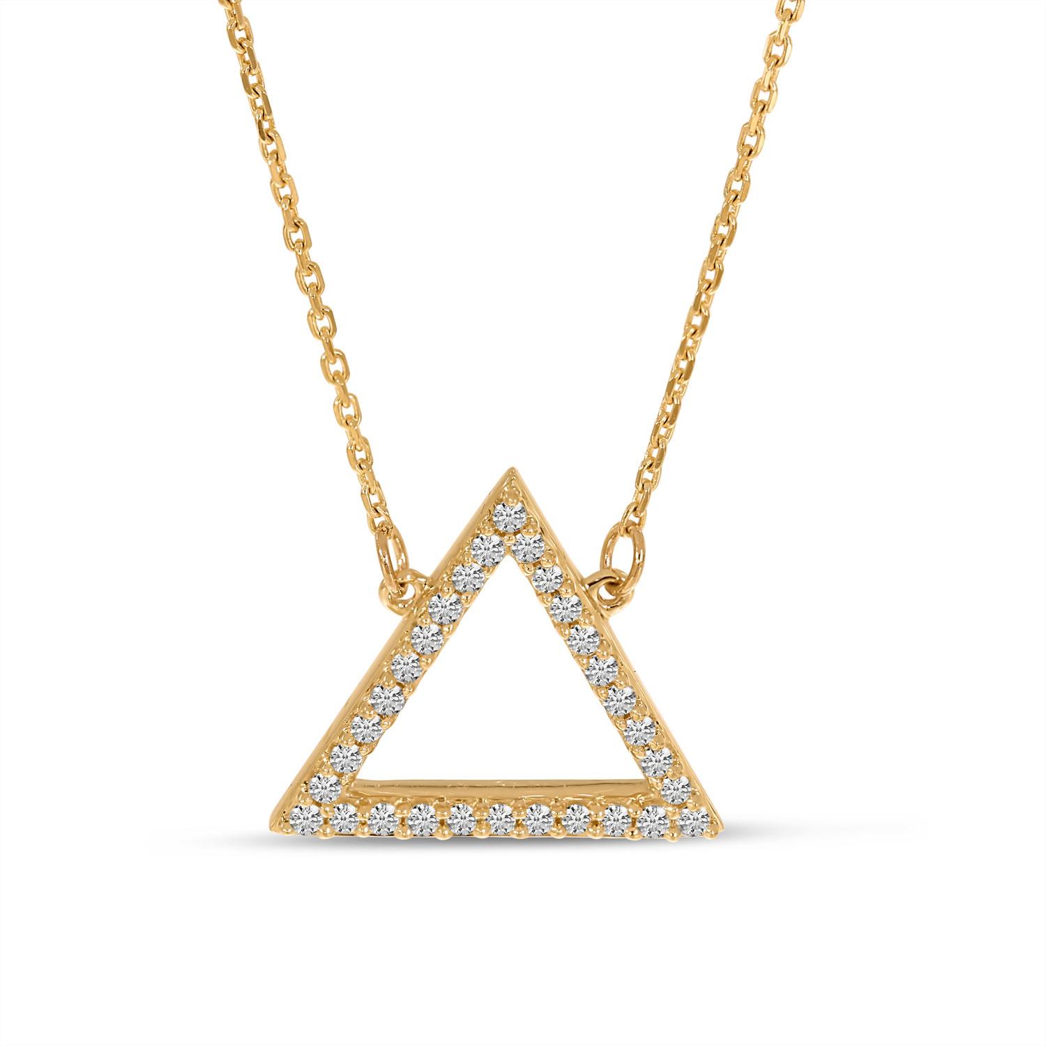 14K Rose Gold Diamond Open Triangle Necklace