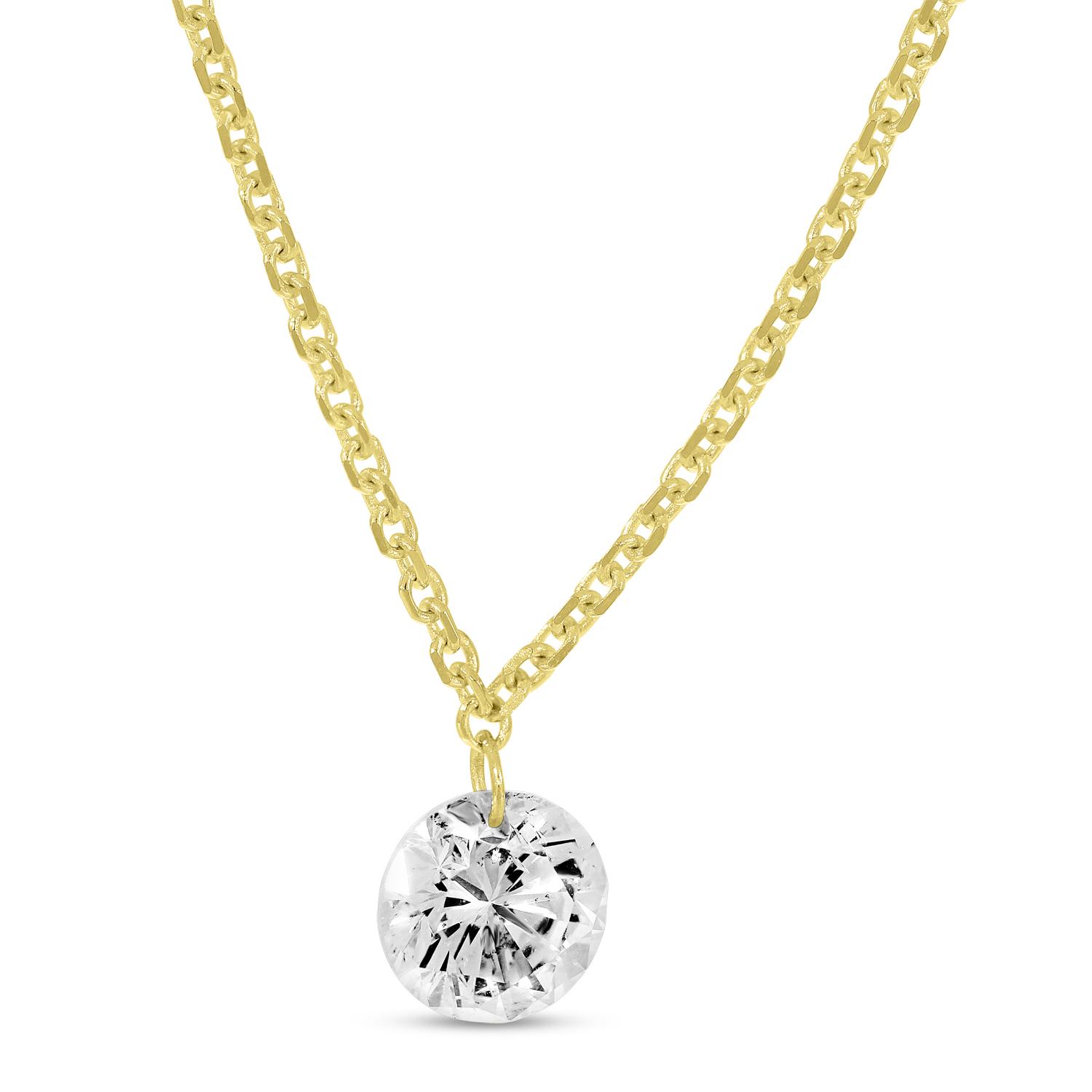 14K Yellow Gold Dashing Diamond Single Pierced Diamond 18 inch Necklace