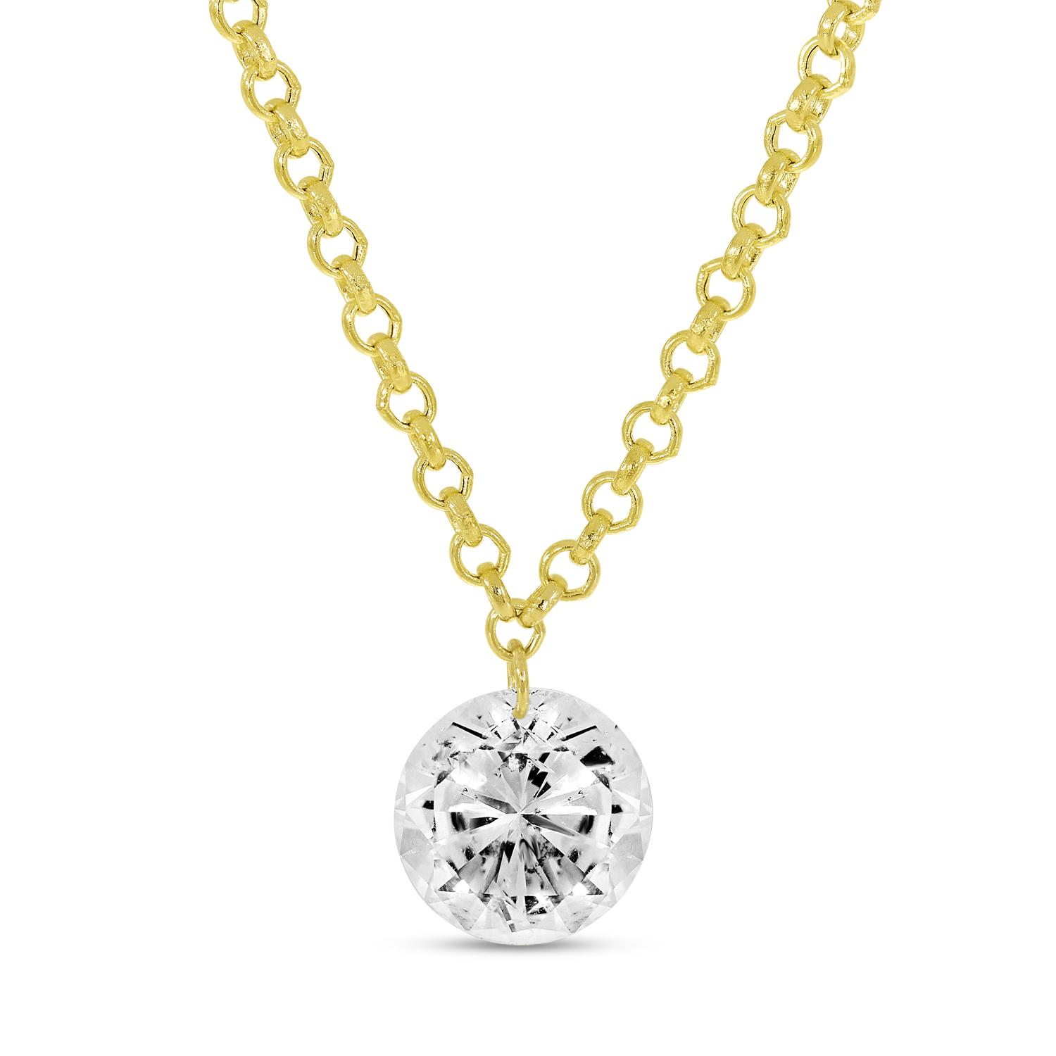 14K Yellow Gold Dashing Diamond Single Pierced Diamond 18 inch Necklace