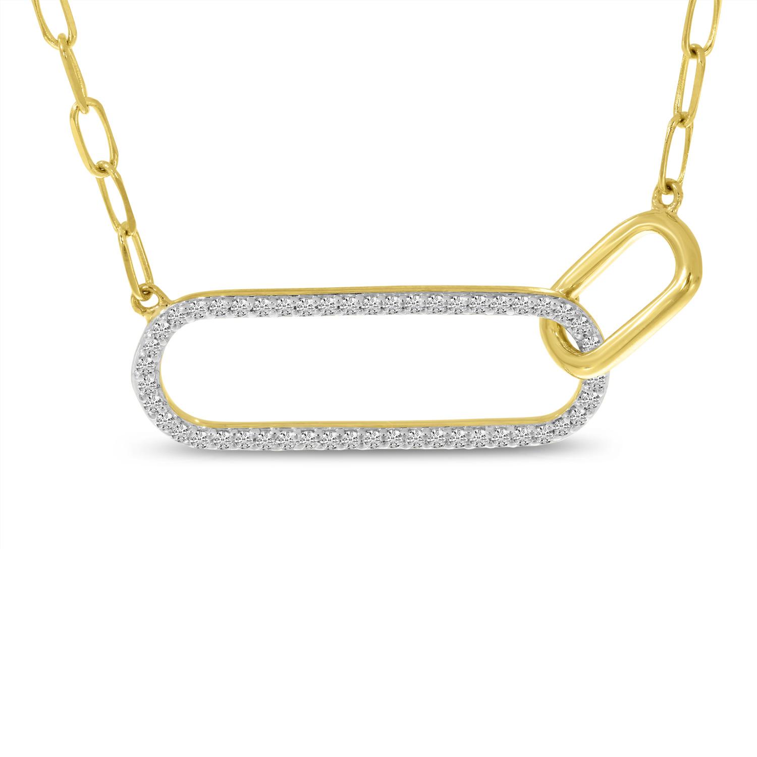 14K Yellow Gold Double Paperclip Diamond Necklace