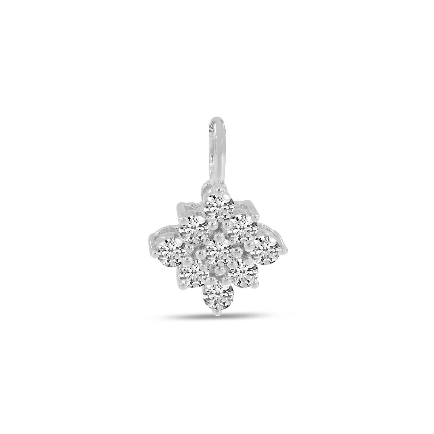 14K White Gold Diamond Clustaire Pendant