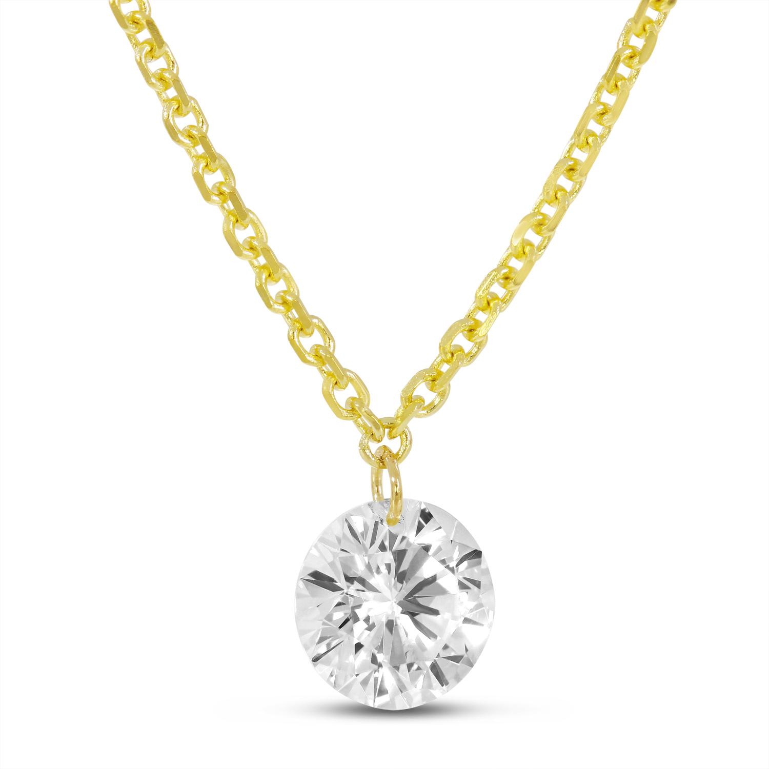 14K Yellow Gold 18 inch Single .50 ct Pierced Diamond Dashing Diamond Necklace