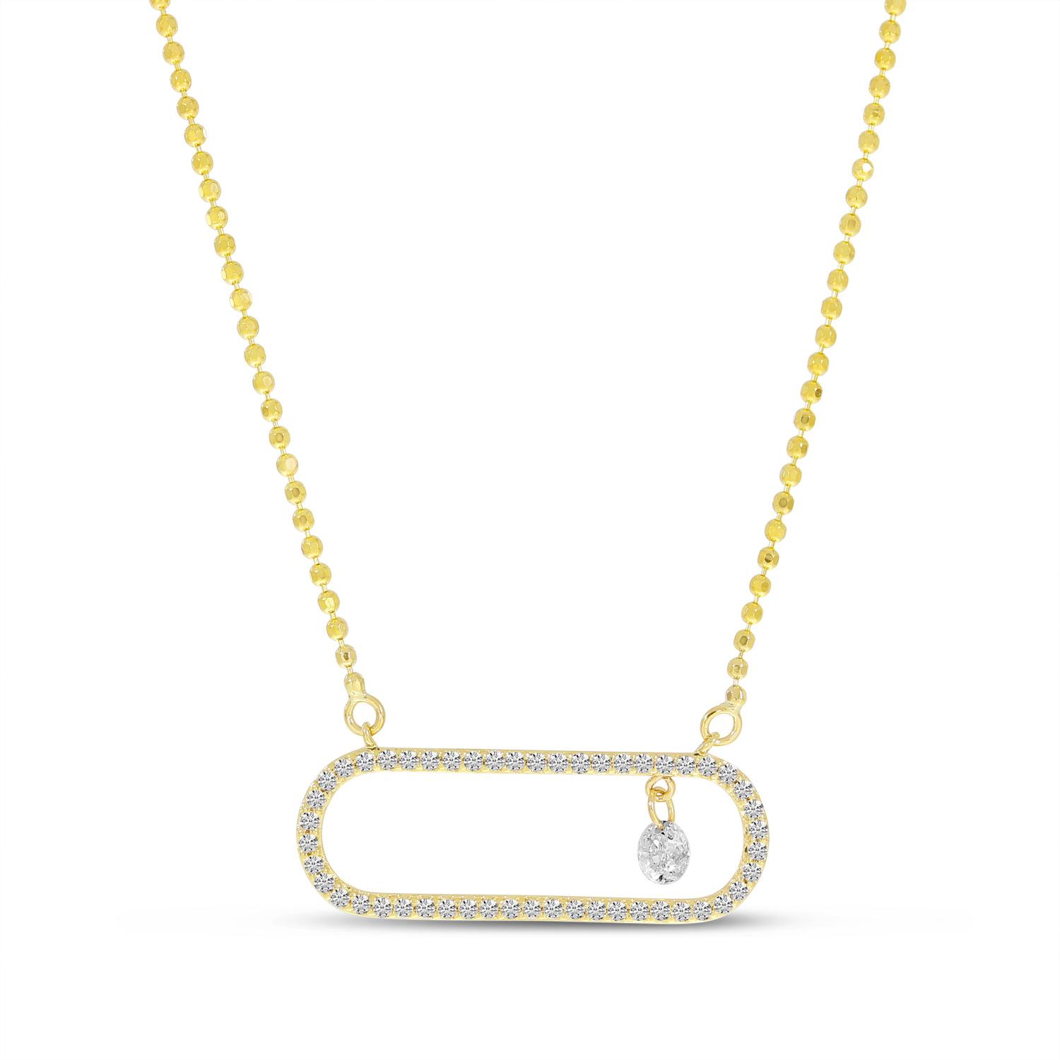 14K Yellow Gold Dashing Diamond In Paperclip Necklace