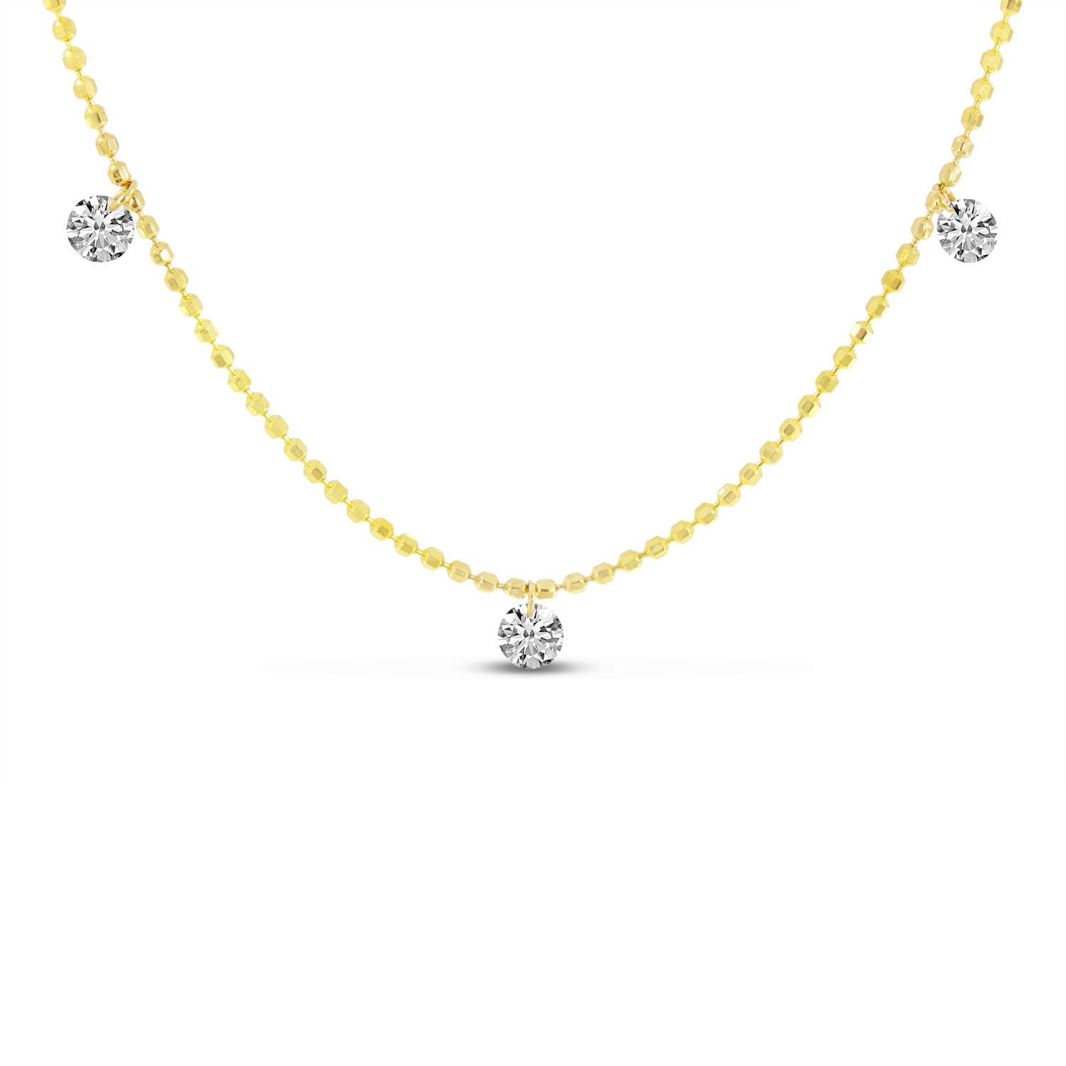 14K Yellow Gold Diamond By the Yard .24 Ct Dashing Diamond 18 inch Necklace