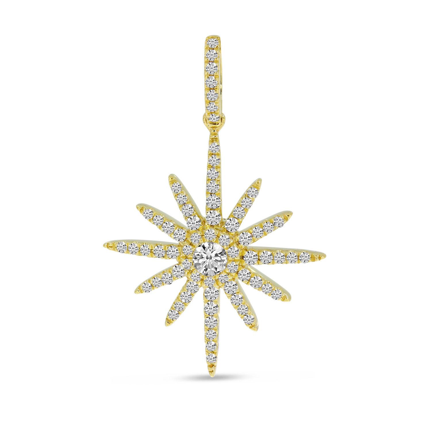 14K Yellow Gold Diamond Starburst Pendant