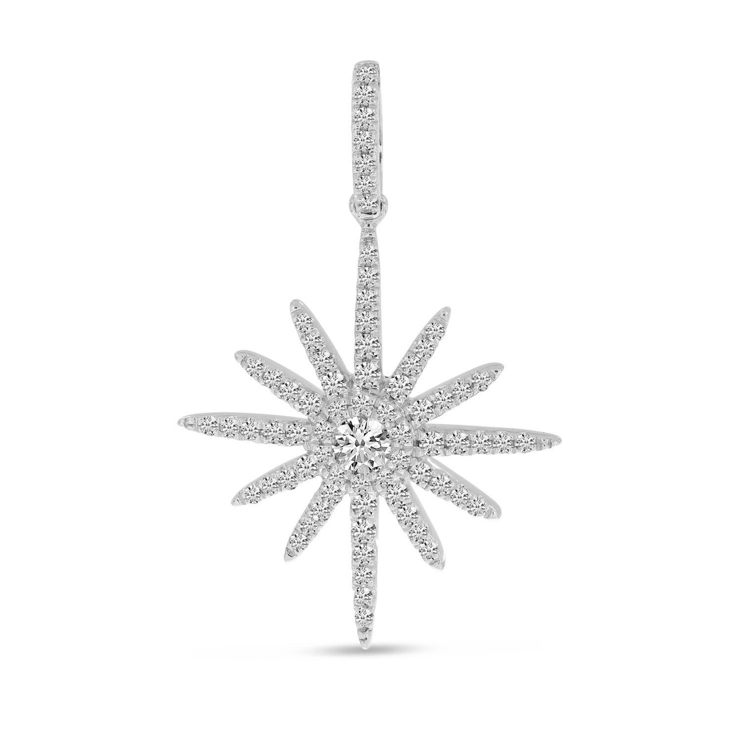 14K White Gold Diamond Starburst Pendant