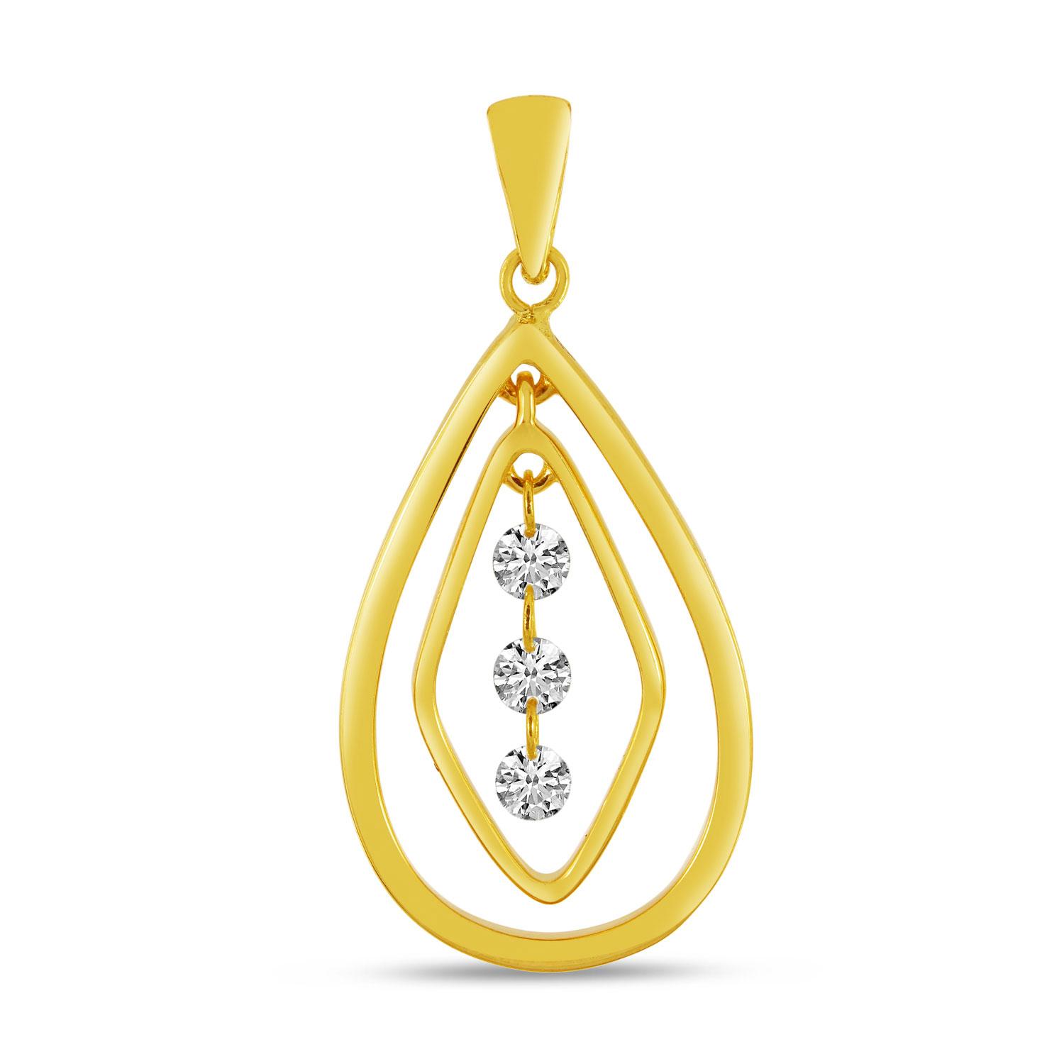 14K Yellow Gold Dashing Diamonds Chandelier Drop Pendant