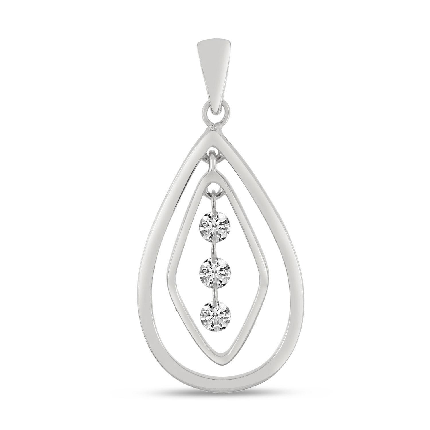 14K White Gold Dashing Diamond Chandelier Pendant