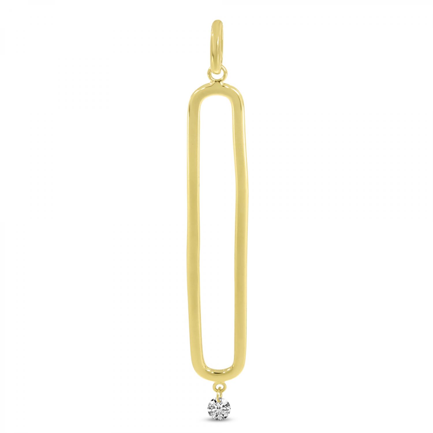 14K Yellow Gold Dashing Diamonds Elongated Pendant