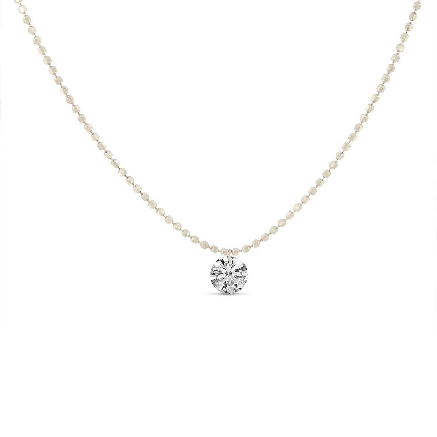 14K Yellow Gold Single Pierced Diamond Dashing Diamond Necklace