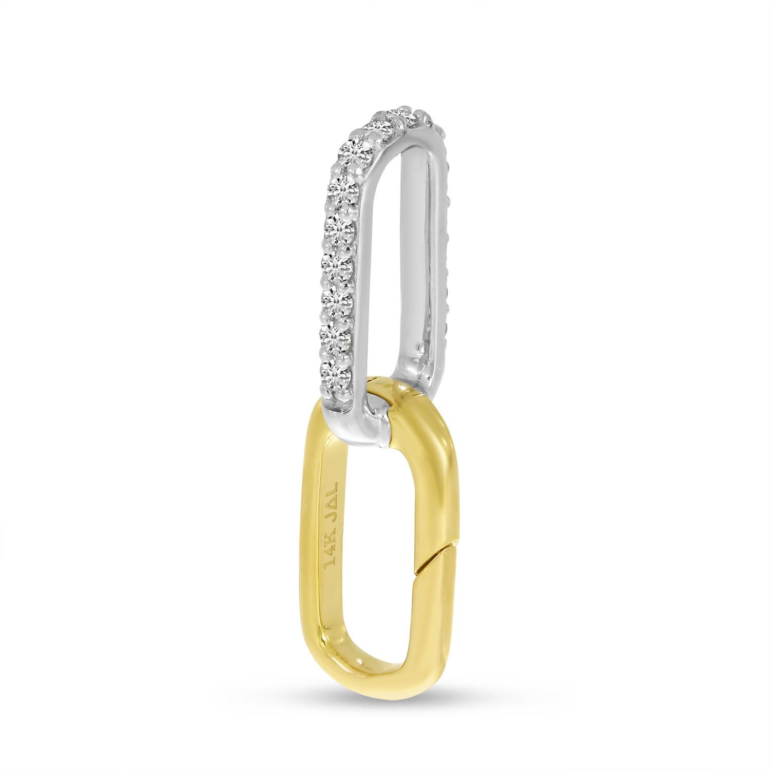 14K Yellow Gold Two-Tone Diamond Push Lock Pendant