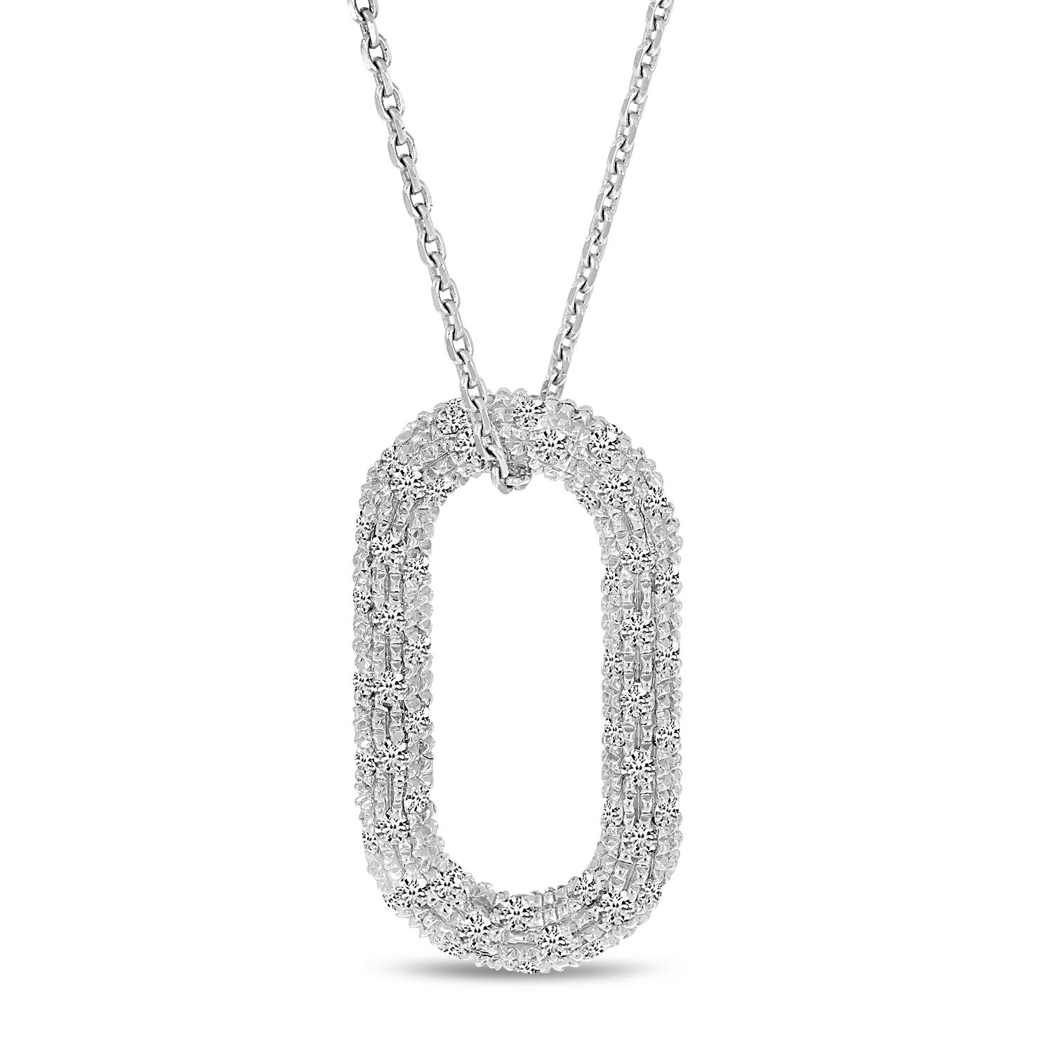 14K White Gold Diamond Link Pendant