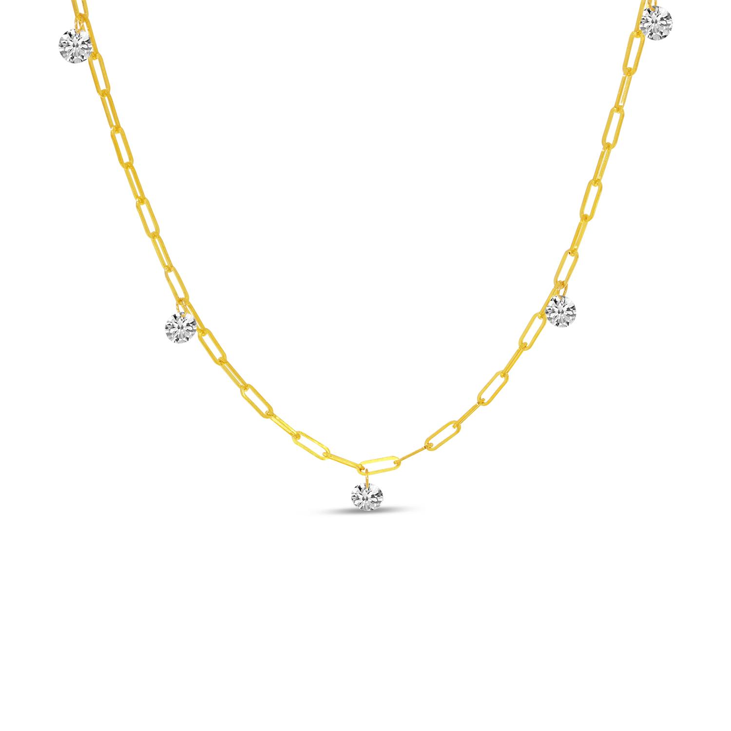 14K Yellow Gold Dashing Diamond .50 Ct  Light Weight Link Necklace