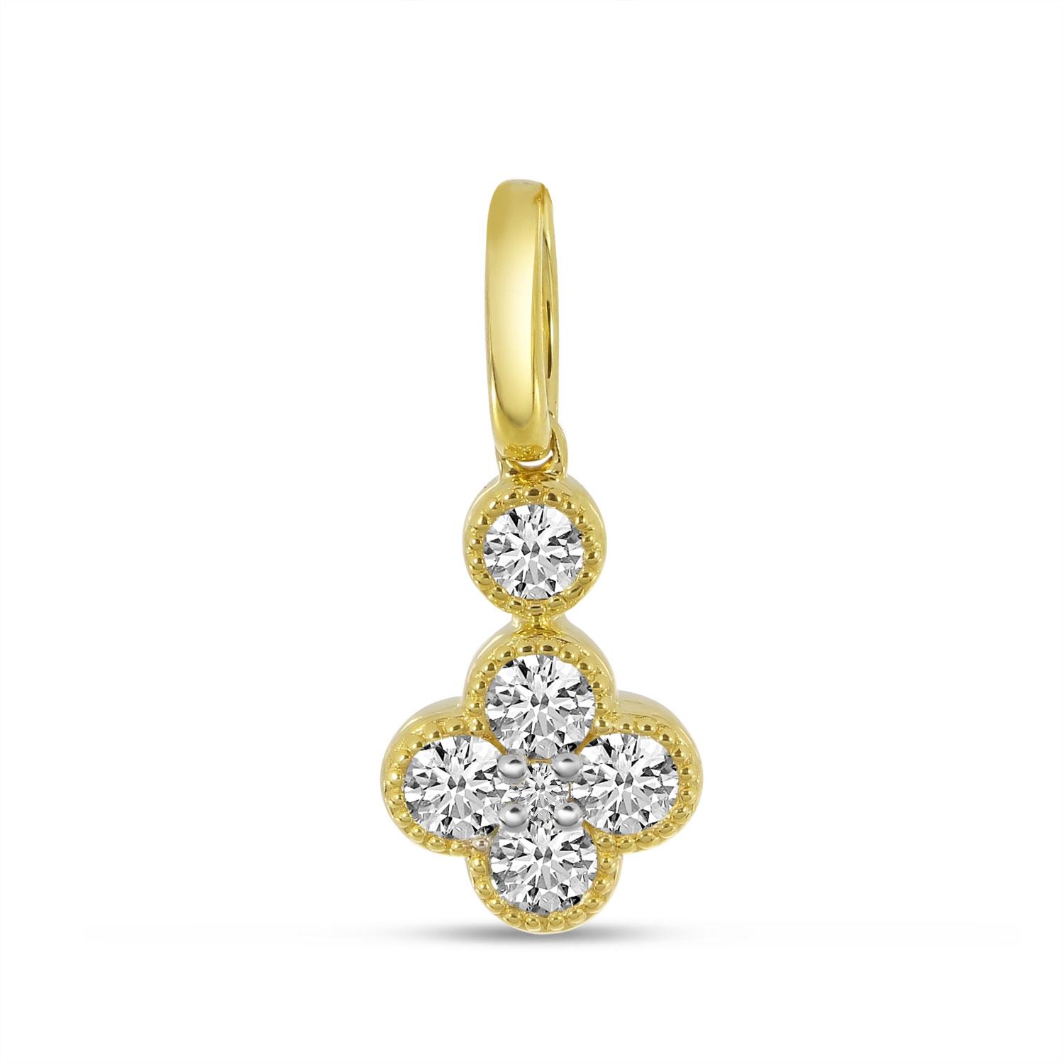 14K Yellow Gold Diamond Clover Pendant