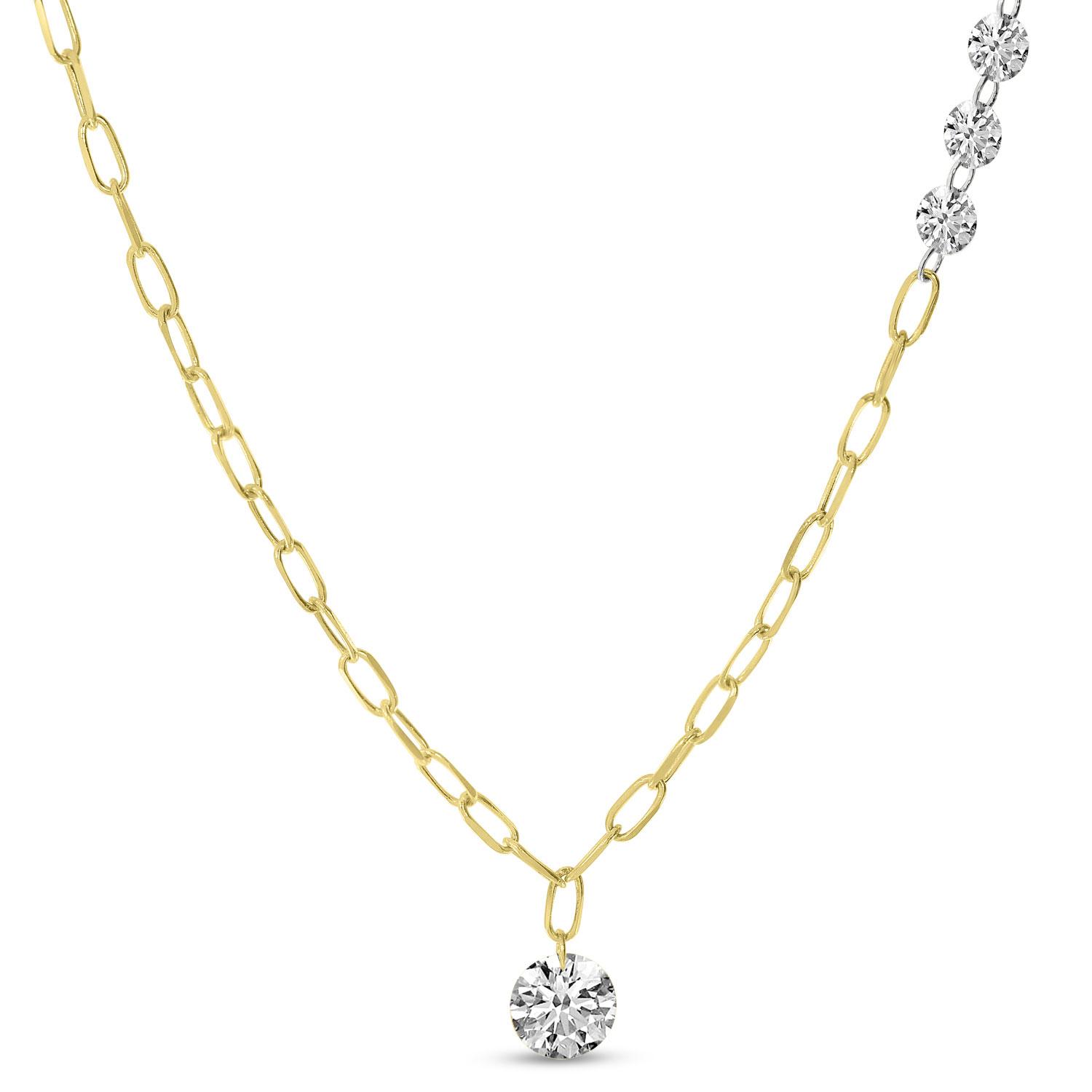 14K Yellow Gold Dashing Diamond Light Weight Link Necklace