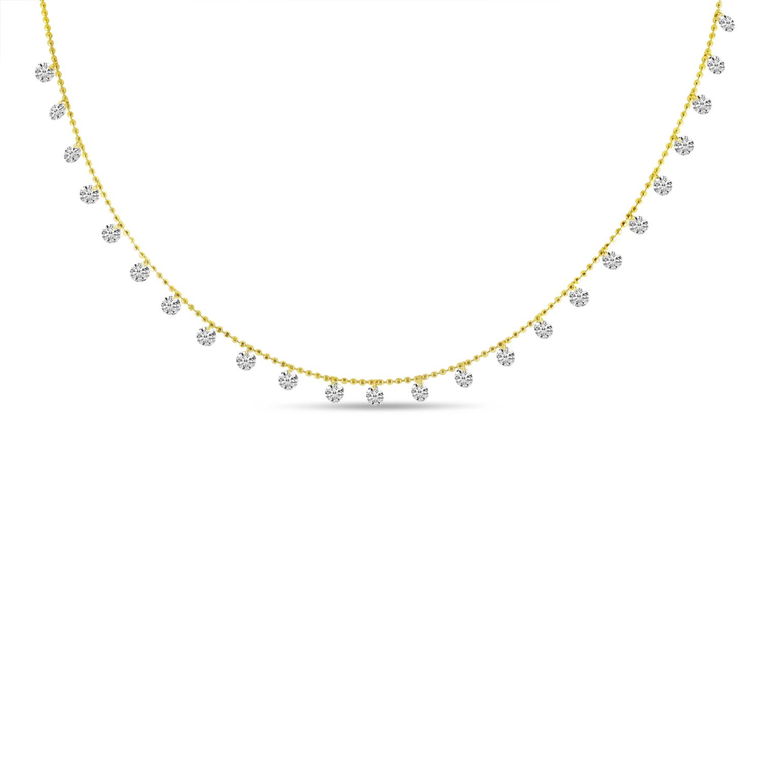 14K Yellow Gold Dashing Diamond 24 stone Pierced Diamond Necklace