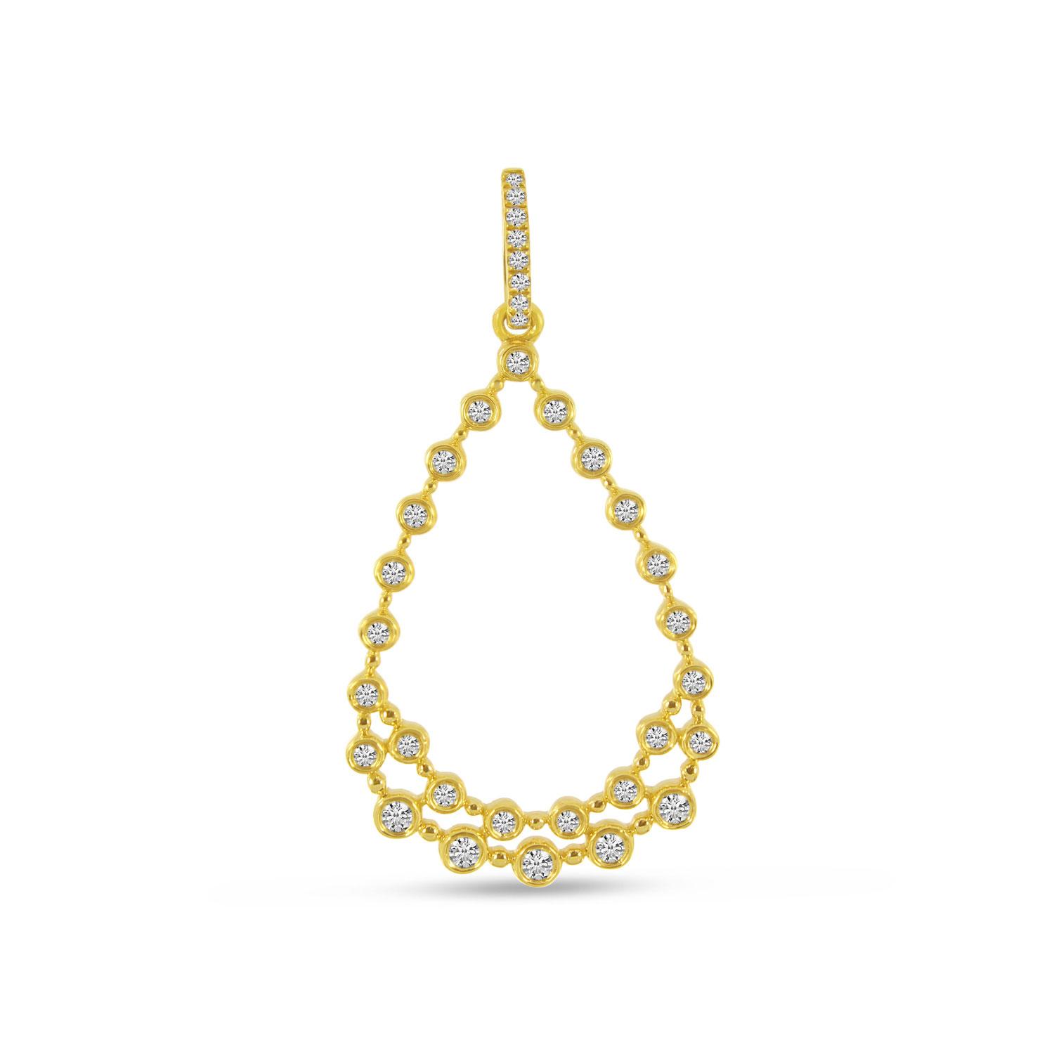 14K Yellow Gold Bubble Teardrop Diamond Pendant