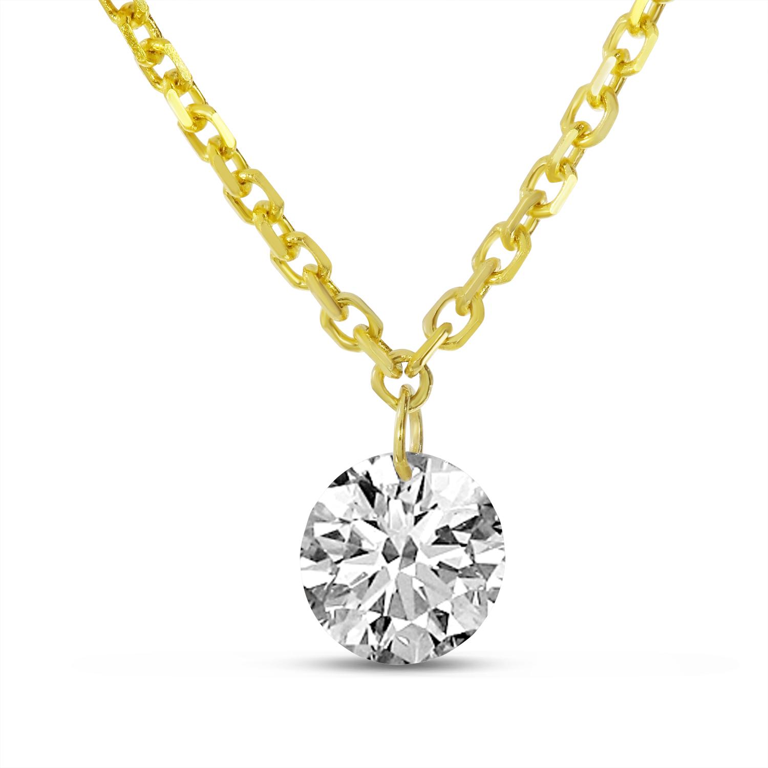 14K Yellow Gold Single Pierced Diamond Dashing Diamond Necklace