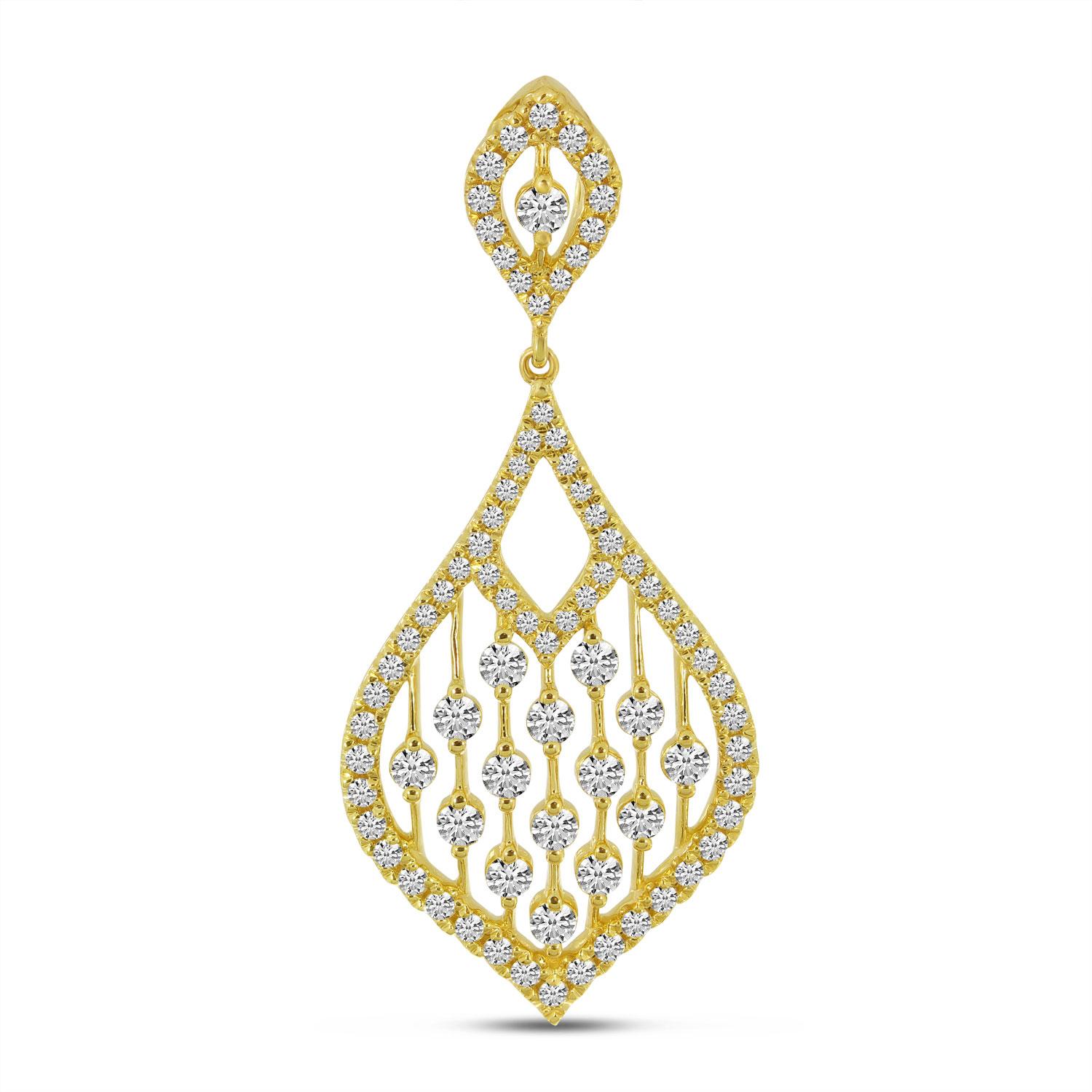 14K Yellow Gold Teardrop Diamond Station Pendant