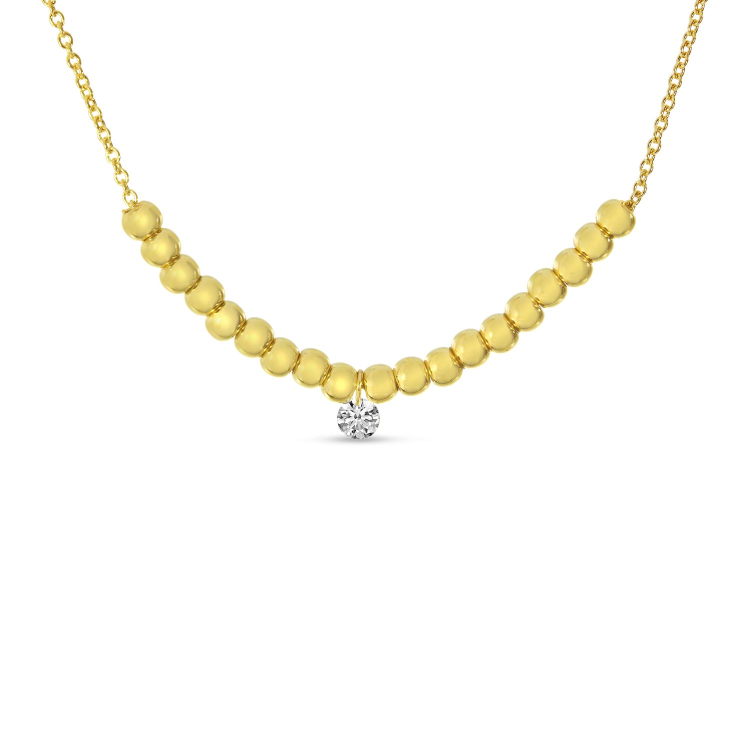 14K Yellow Gold Dashing Diamonds Beaded Necklace