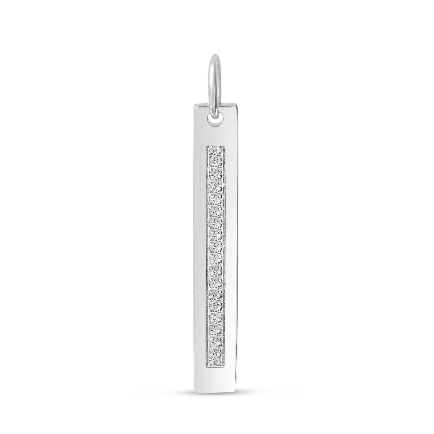 14K White Gold Diamond Vertical Bar Pendant