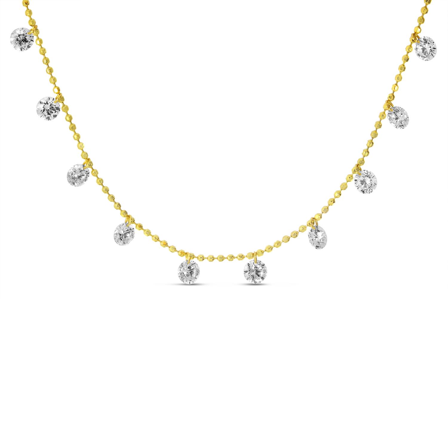 14K Yellow Gold Diamond Dashing Ten Diamond 18 inch Necklace