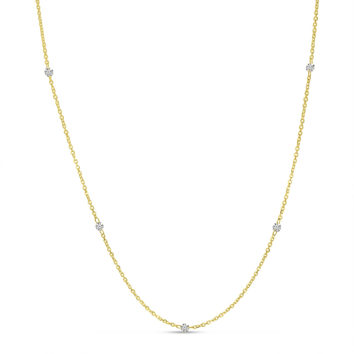 14K Yellow Gold .25 Ct Dashing Diamond by The Yard Necklace