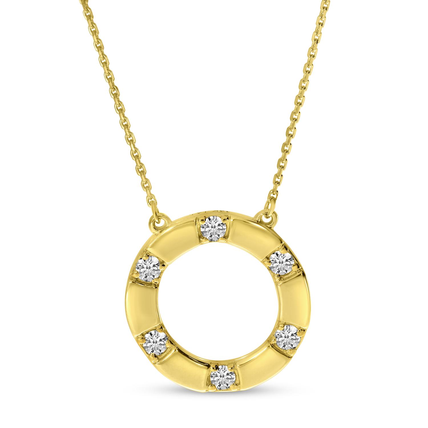 14K Yellow Gold Spaced Diamond Circle Necklace