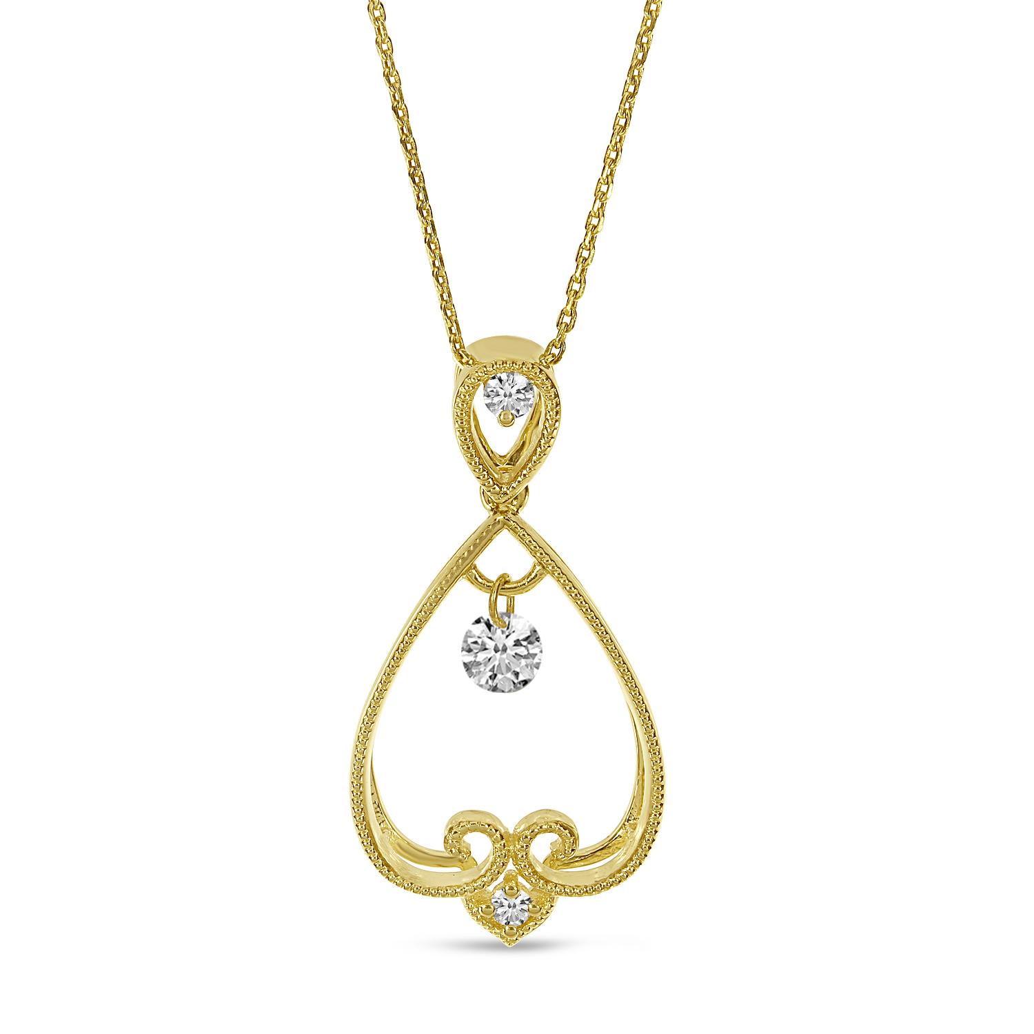 14K Yellow Gold Dashing Diamond .14 Ct Dangle Pear Pendant