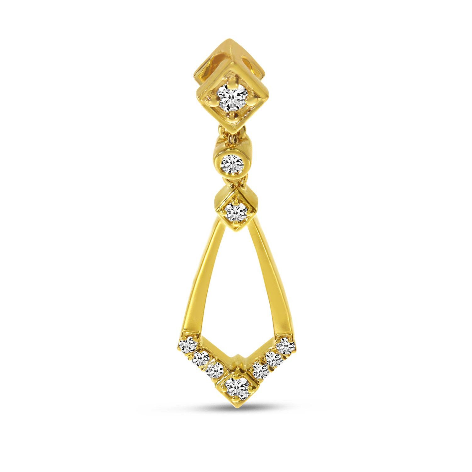 14K Yellow Gold Diamond Geometric Dangle Pendant