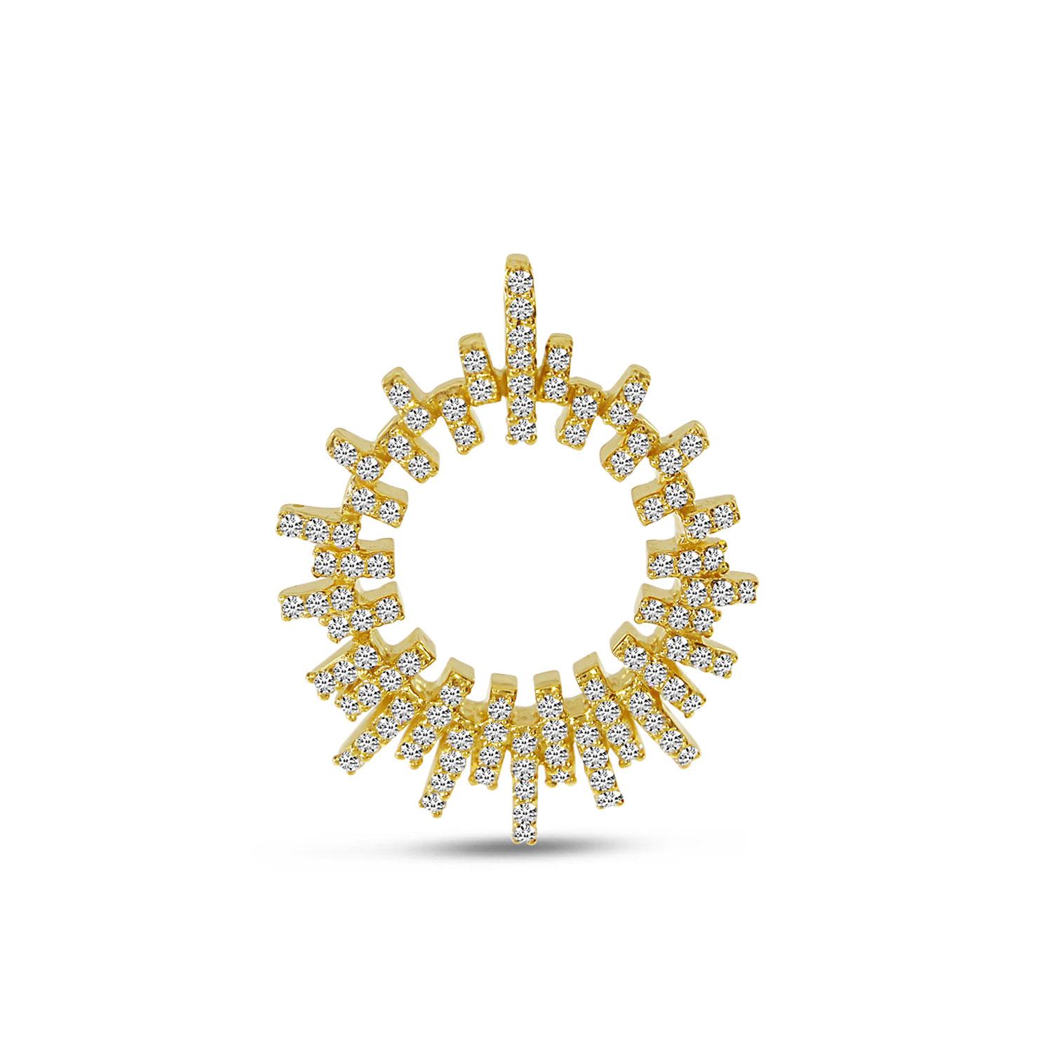 14K Yellow Gold Diamond Geometric Circle Pendant