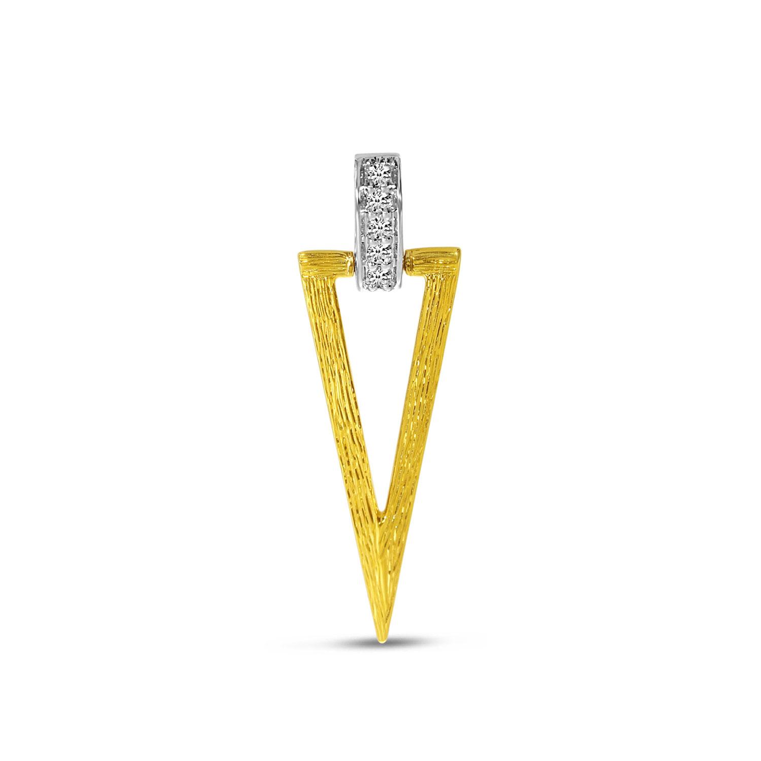 14K Two Tone Gold Diamond Textured Geometric Pendant