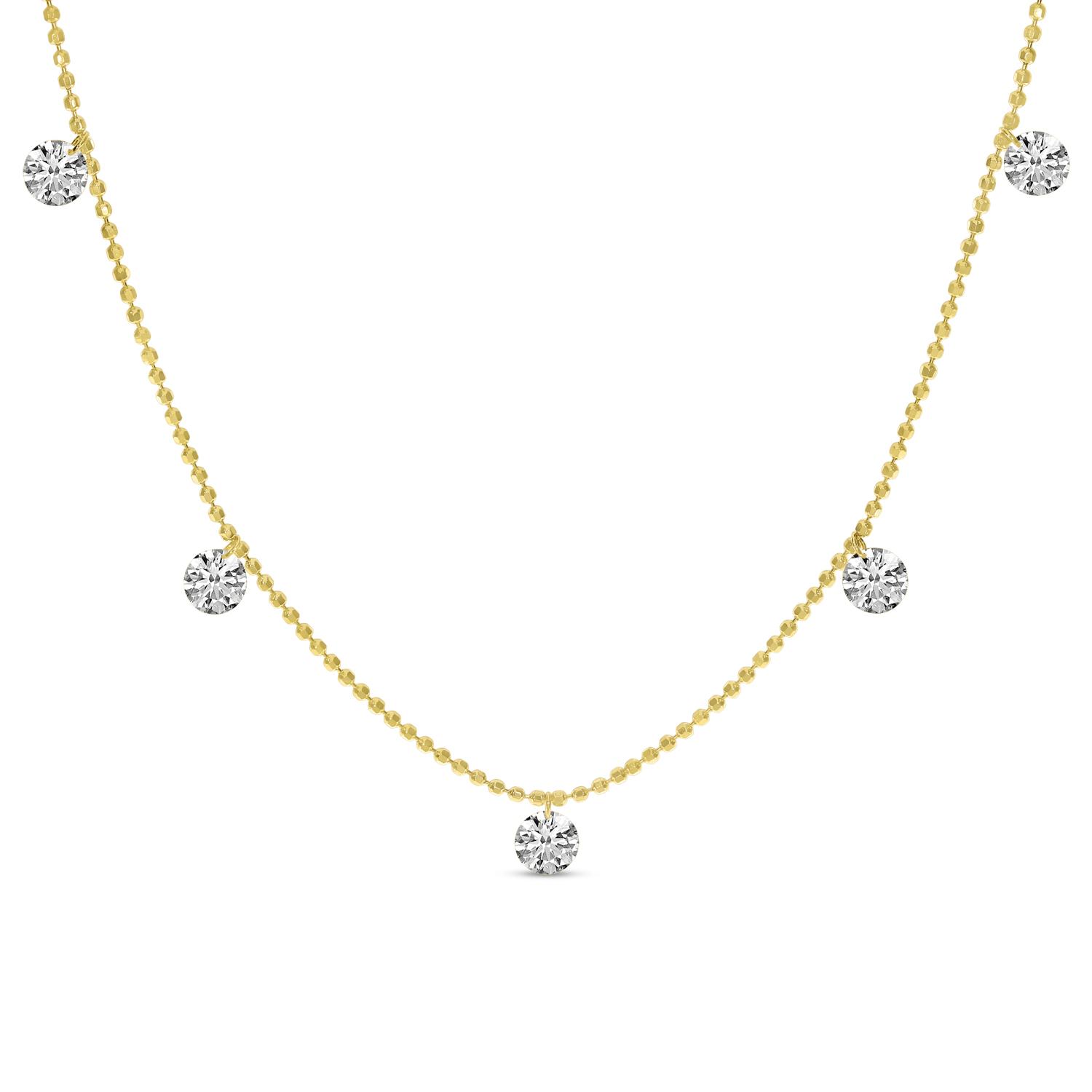 14K Yellow Gold Diamond Dashing Diamond 18 inch Necklace