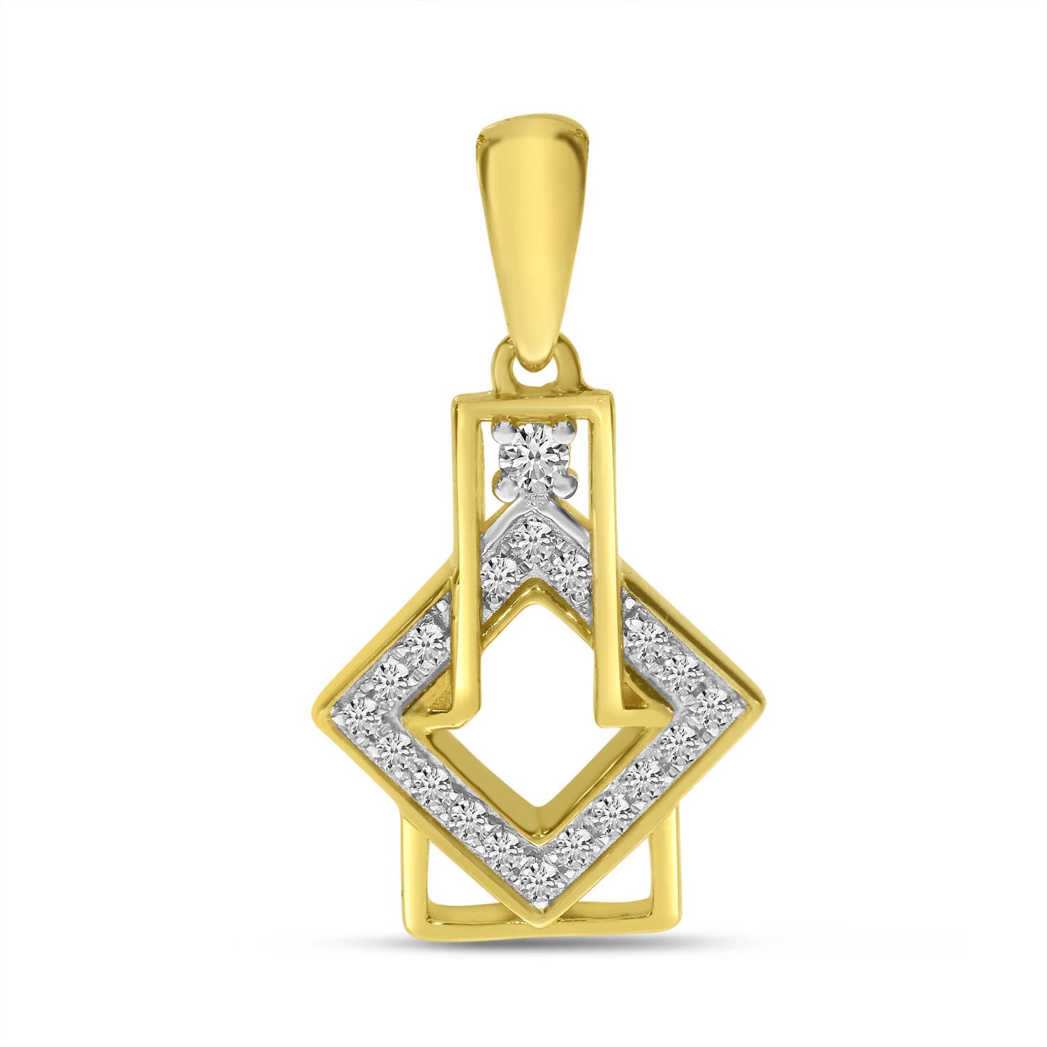 14K Yellow Gold Diamond Geometric Pendant