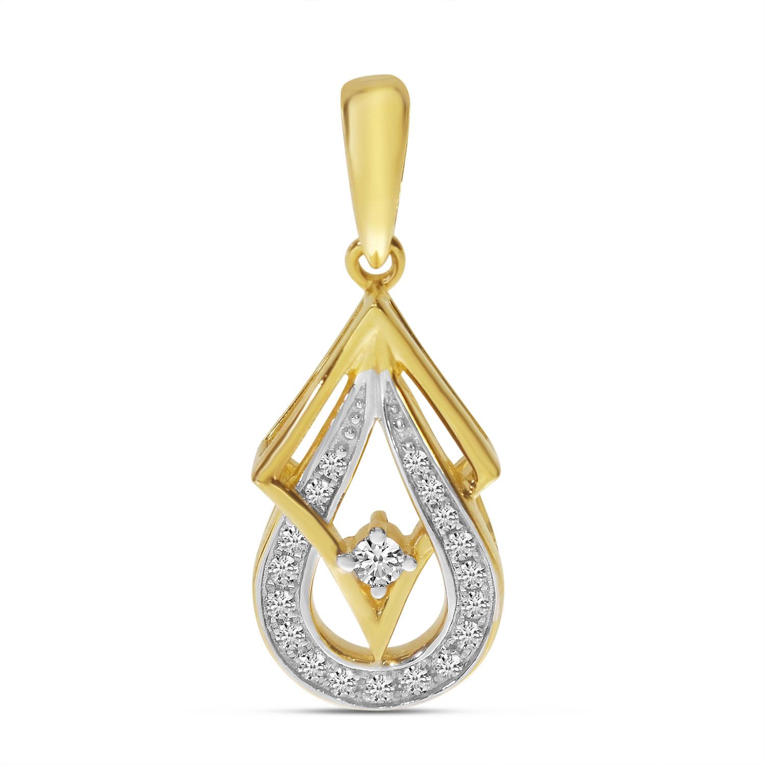 14K Yellow Gold Diamond Geometric Pear Pendant