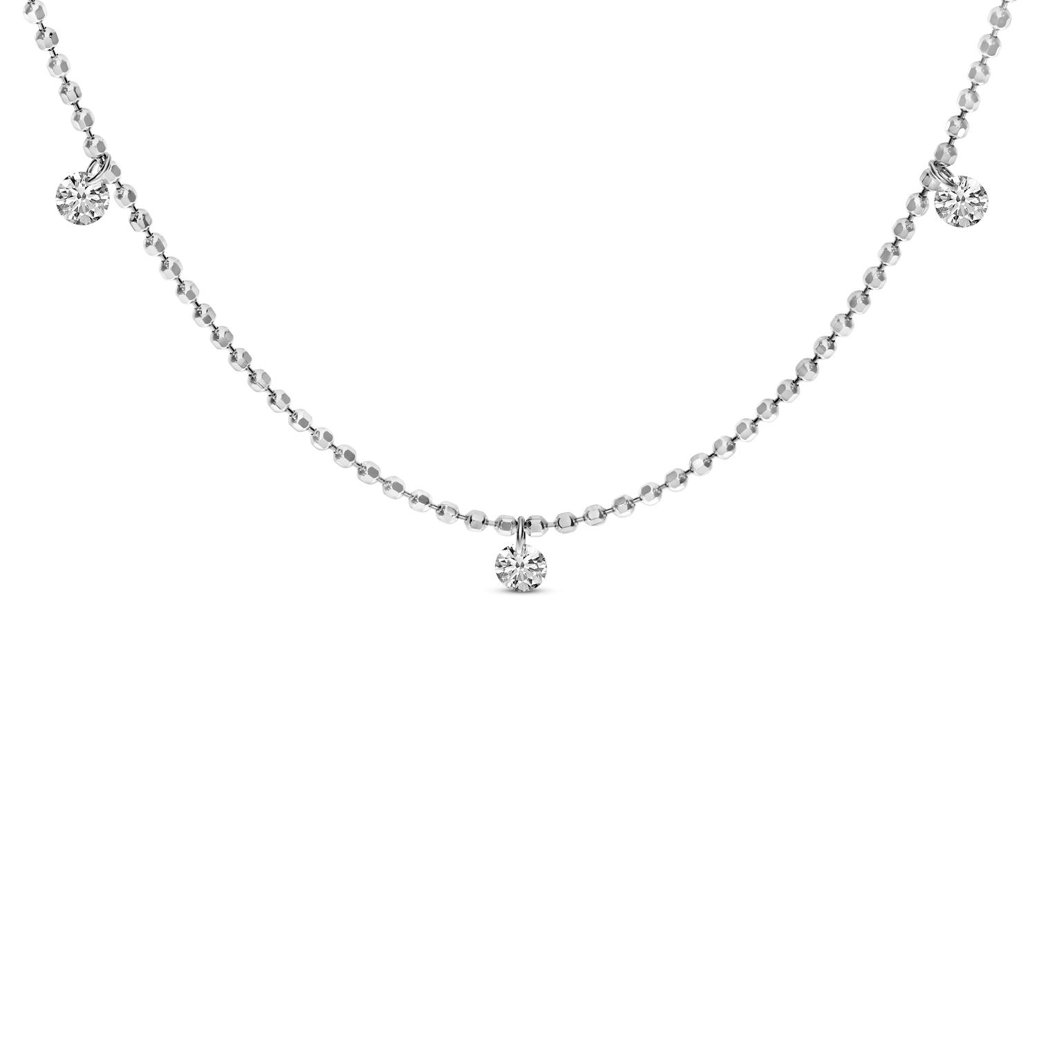 14K White Gold Diamond By the Yard .15 Ct Dashing Diamond 18 inch Necklace