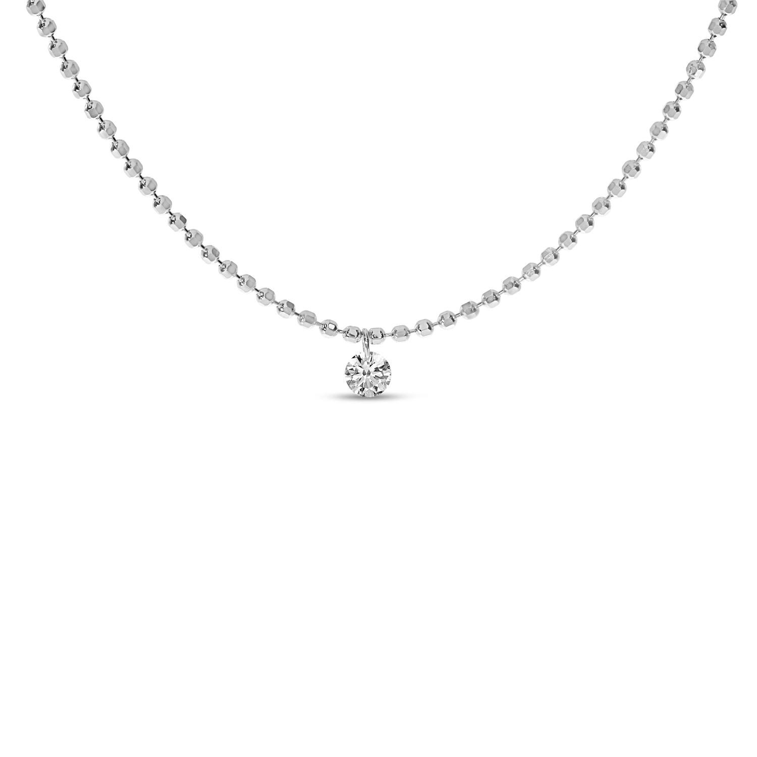 14K White Gold Diamond By the Yard .05 Ct Dashing Diamond 18 inch Necklace