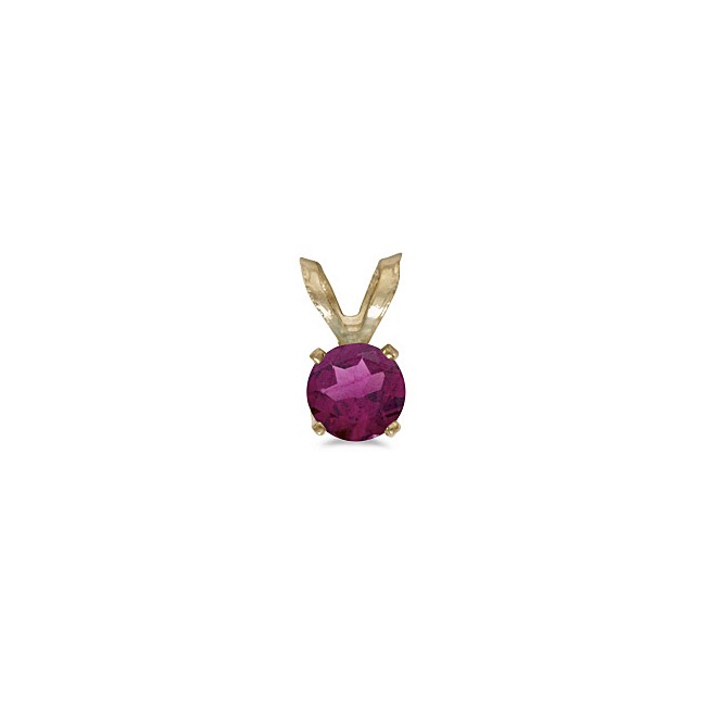 14k Yellow Gold Round Rhodolite Garnet Pendant