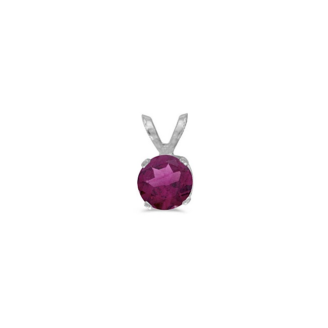 14k White Gold Round Rhodolite Garnet Pendant