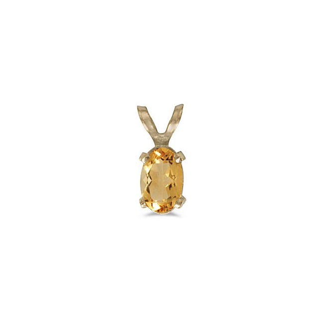 14k Yellow Gold Oval Citrine Pendant