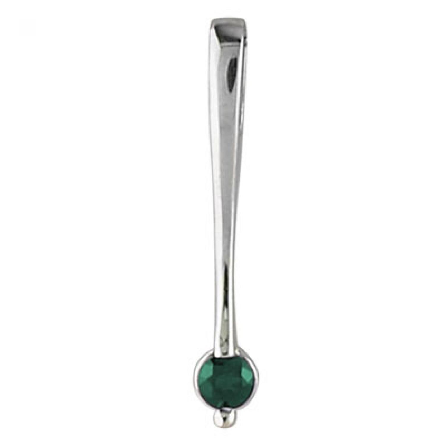 14K White Gold Emerald Drop Pendant