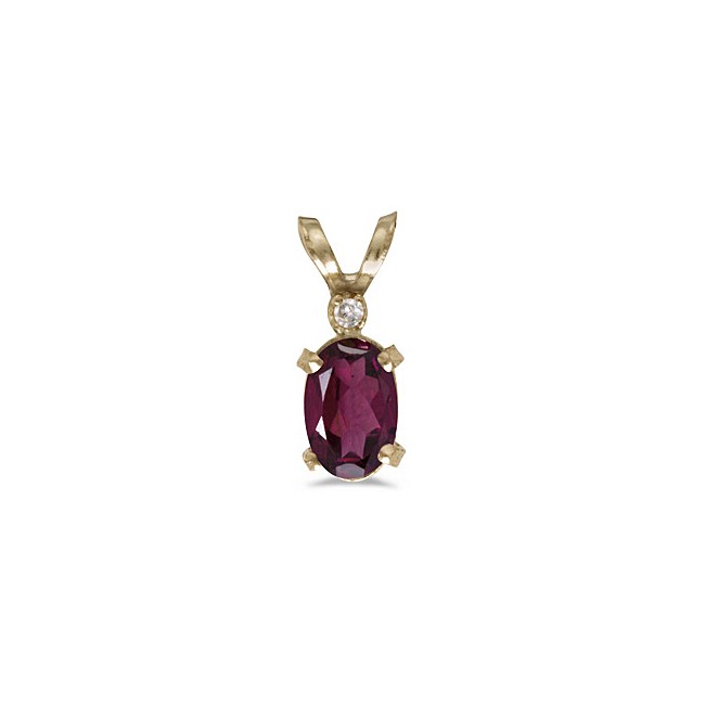 14k Yellow Gold Oval Rhodolite Garnet And Diamond Filagree Pendant