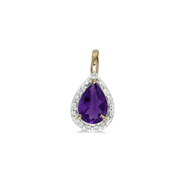 14k Yellow Gold Pear Amethyst Pendant