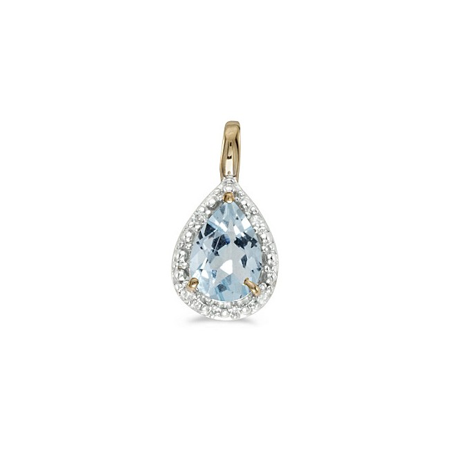 14k Yellow Gold Pear Aquamarine Pendant