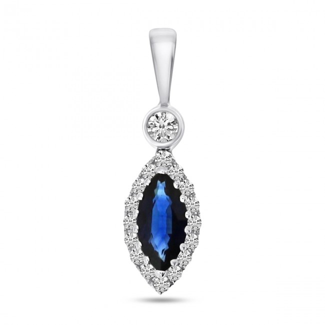 Colormerchants - 14K White Gold Marquise Sapphire and Diamond Precious ...